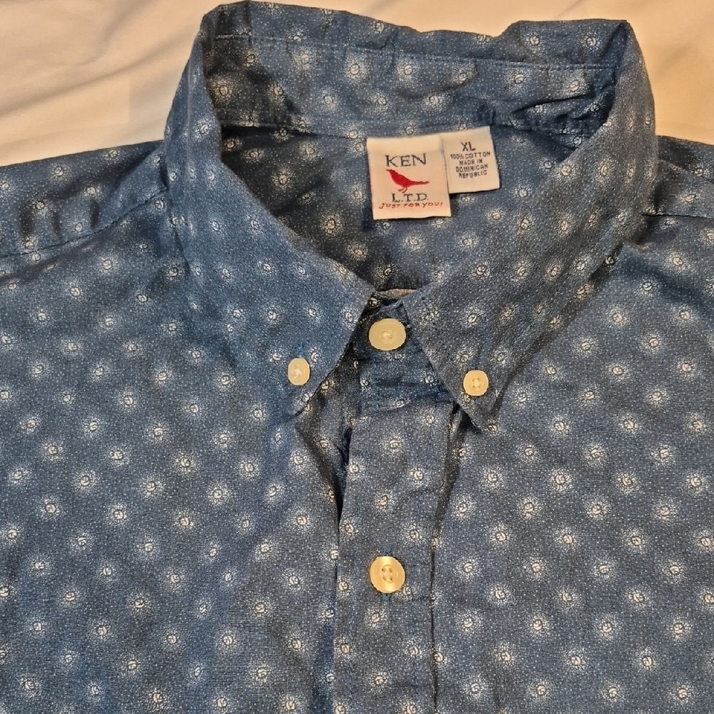 KEN LTD XL Casual Button Down Long Sleeve Mens Shirt, Dark Teal